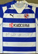 2008 Signed Reading Replica Football Jersey signed by 17 players, in blue and white with Newcombe 12