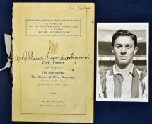 1951 West Bromwich Albion Celebration Civic Dinner for the 1954 FA Cup Winning Team 6 May 1954 at