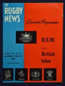 1966 British Lions v New South Wales rugby programme – played on the 21st May with Lions drawing 6-6