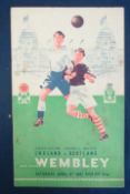 1947 England v Scotland Football Match Programme played on 12/04/47 at Wembley, with ticket stuck