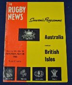 1966 British Lions v Australia rugby programme - played in Sydney on Saturday, May 28 with the Lions