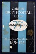 1950 British Lions v Cardiff rugby programme played at Cardiff on the 22nd September 1951