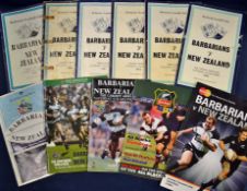 Collection of Barbarians v New Zealand rugby programmes from 1954 onwards (11) to incl 5 played at