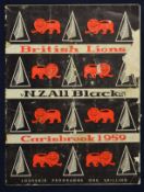 1959 British Lions v New Zealand rugby programme – 1st Test match played on the 18th July at Dunedin
