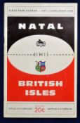 1968 British Lions v Natal rugby programme – played on 1st June at Kings Park Durban – with Lions