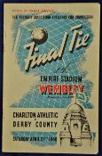 1946 FA Cup Final Football Programme Charlton Athletic v Derby County re-stapled and foxing to