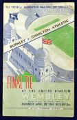 1947 FA Cup Final Football Programme Burnley v Charlton Athletic re-stapled and some creases,