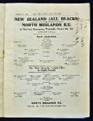 Rare 1924 North Midlands v New Zealand (All Blacks) rugby programme - played at Villa Park