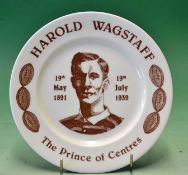 Rugby League “Harold Wagstaff” commemorative bone china plate - titled “The Prince of Centres” c/w