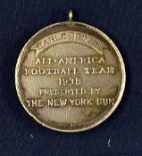 Rare 1938 All American Football Team silver medal – the obverse features a raised American