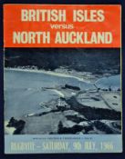 1966 British Lions v North Auckland rugby programme – played on the 9th July with the Lions wining