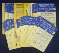Selection of Late 1950s Shrewsbury Town Football Programmes 1957/8 17, 1958/9 including Senior Cup