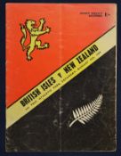 1959 British Lions v New Zealand rugby programme – 2nd Test played at Wellington on 15th August with