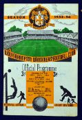 1953/1954 Wolverhampton Wanderers v Chelsea Football Programme Division 1 game at Molineux, an