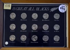 15x Rugby Great All Blacks Coin Collection to include players such as Scott, Williams, Kirwan,