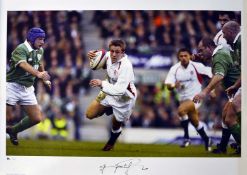 2002 Jonny Wilkinson England Rugby Six Nations signed Big Blue Tube coloured photograph print -