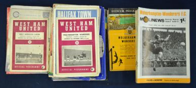 Wolverhampton Wanderers Football Programmes homes 1957-1972 in seasons, plus a selection of other