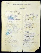 1974 British Lions Rugby Team Tour to South Africa signed team sheet - signed by the entire squad