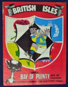 1977 British Lions v Bay of Plenty rugby programme – played on 9th August with the Lions winning