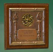 1977 Wolverhampton Wanderers Division II Winners Plaque wooden with 9 carat gold plate to the front,
