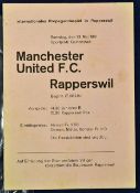 Scarce 1961 Rapperswil (Switzerland) v Manchester United Football Programme dated 13 May 1961, Youth