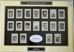 Interesting Signed Sir Tom Finney England Football Legends Display with 18 printed images of various