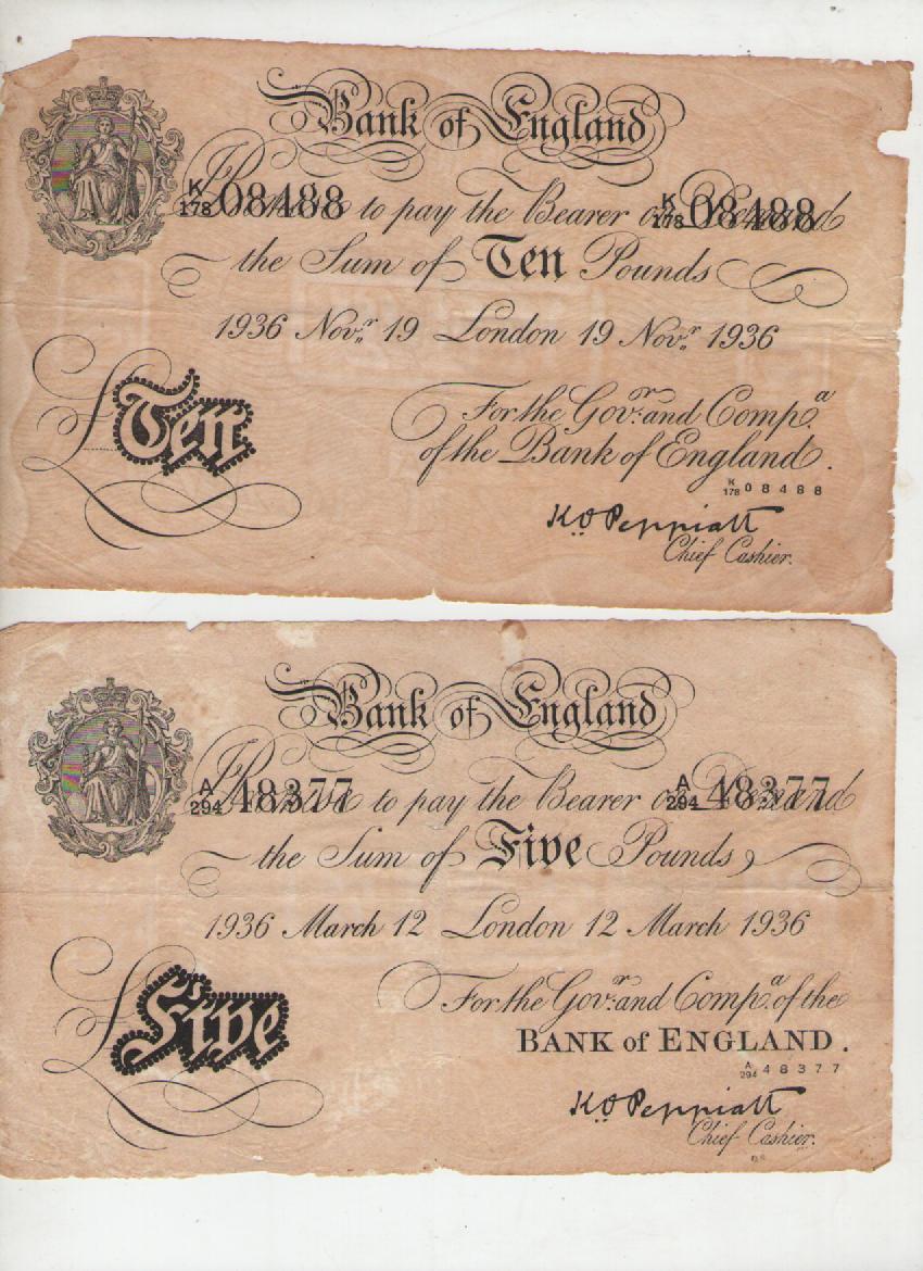 WWII - Operation Bernhardt two examples of the fake notes produced by the Nazis in an attempt to