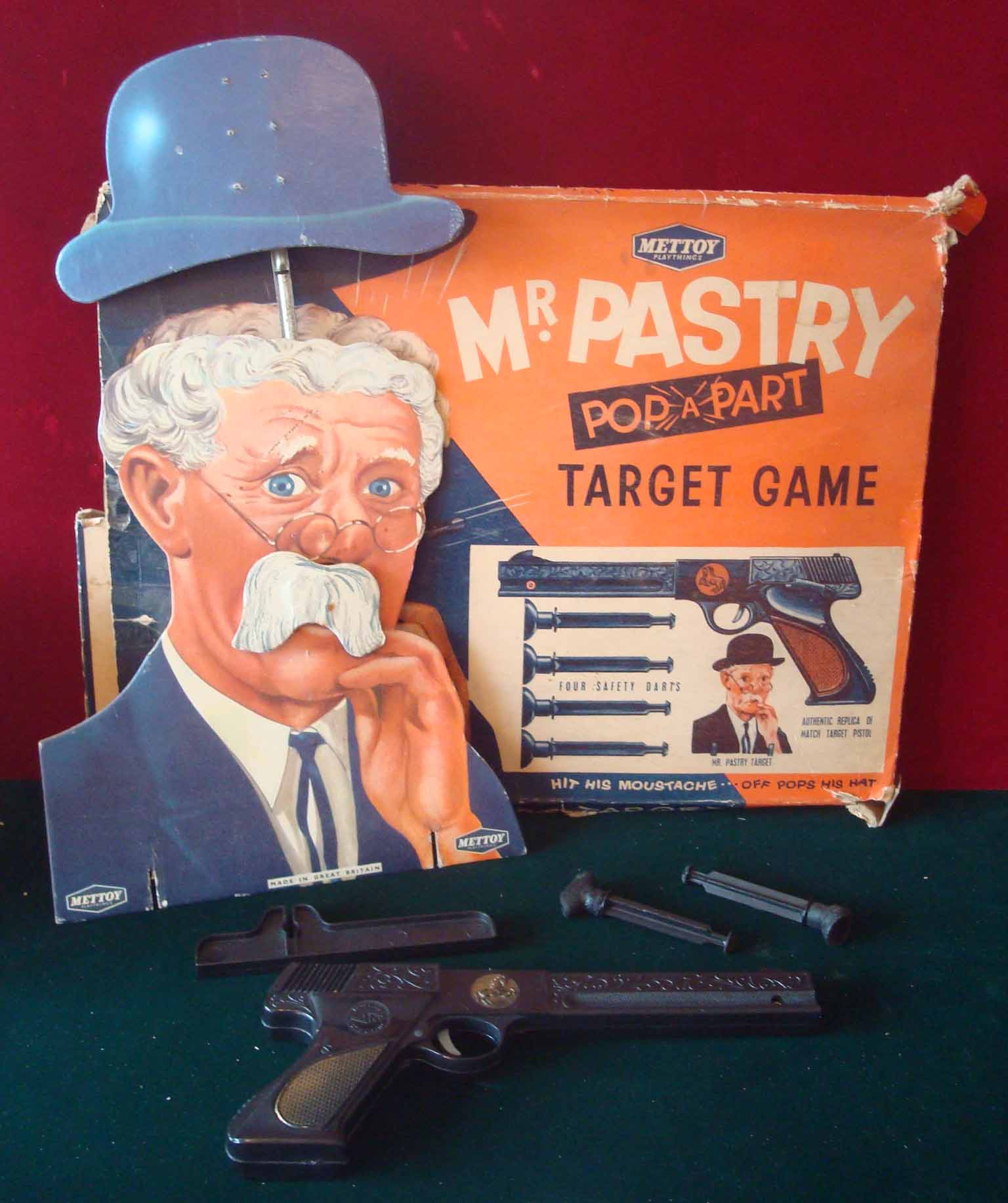 Mettoy Mr Pastry Target Game: To consist of Match Target Pistol, Target when centre is hit a Mr