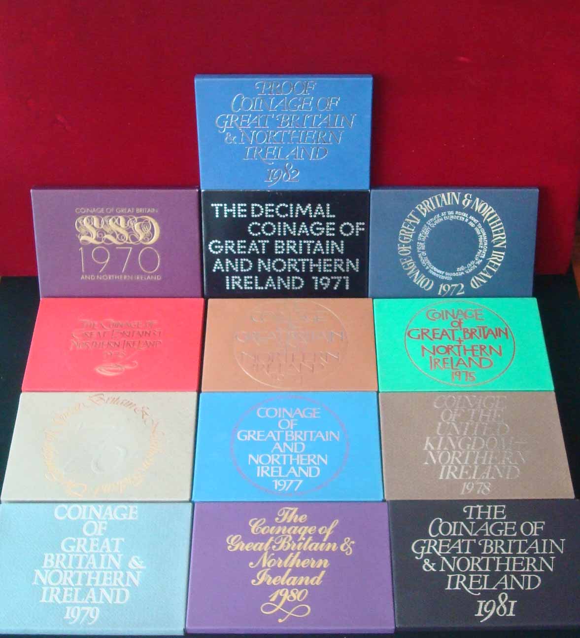Royal Mint proof set of the decimal coinage of Great Britain and Northern Ireland: Complete run from