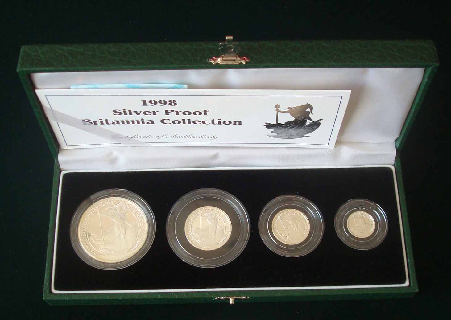 1998 Royal Mint Silver Proof Britannia Four Coin Collection: Which contains the first Silver