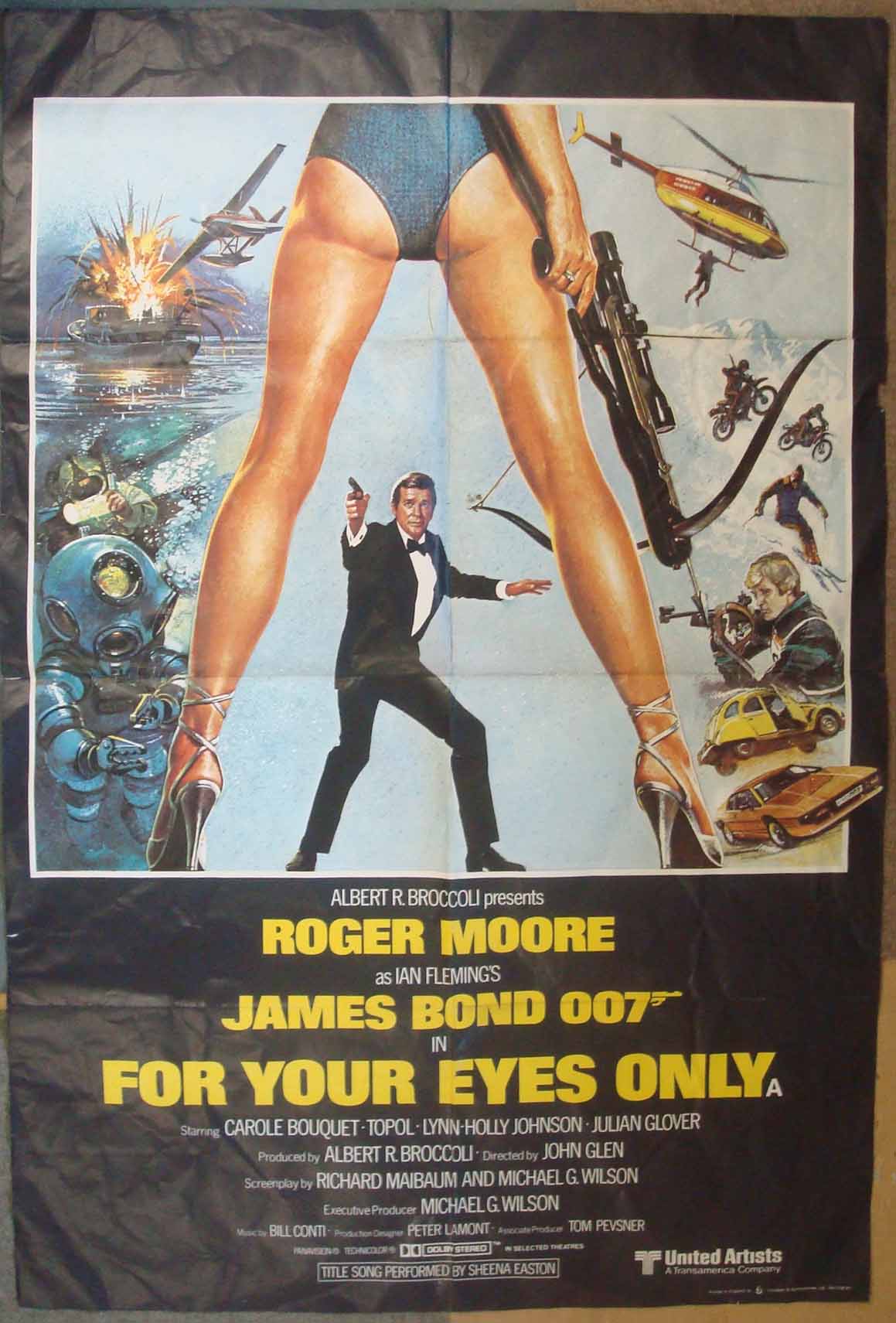 Cinema / Film Posters: Featuring James Bond For Your Eyes Only 1982 Rare Bus Shelter Poster 40" x