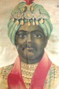 India ? the Maharajah of Jhalawar fine printed colour portrait of him on silk^ showing him hs