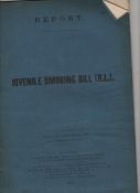 Smoking among the Young Parliamentary ?Blue Book? dated 1906 concerning the Juvenile Smoking Bill.