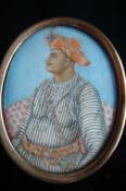 India Fine Miniature portrait of Tipu Sultan of Mysore 1840. A finely executed watercolour of the