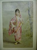 India ? Princess of Kapurthala hand coloured photograph by Van Dyke of a child princess in a sari^