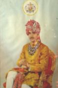India large over painted photograph of a young Indian Maharajah^ the image highlighted with