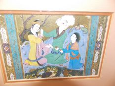 India Persian Print of a painting ? framed