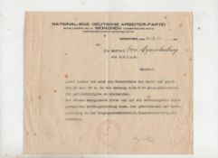 WWII ? Nazi Party group of approx 18 documents issues by the early Nazi party 1926-29^ with one