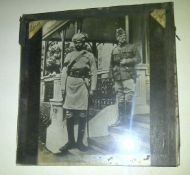 India ? Glass slide of Indian troop with Lord Roberts ? late 19th century glass lantern slide