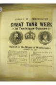 WWI ? the Great Tank Exhibition in Trafalgar Square  souvenir tissue handkerchief  commemorating