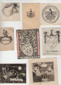 Bookplates good collection of approx 70 decorative bookplates^ some armorial^ mostly c19th c but a