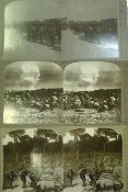 India WW1 ? Indian Troops ? 3x 1915 stereoviews showing Sikh Infantry marching to the front; Indian