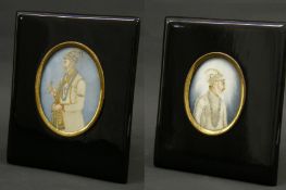 India Pair of Fine Mughal or Persian Portraits  c19th century ? each measures 3.5"" x 2.75"" Framed