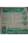 Ephemera ? Horticulture poster Fruit Bottling as easy as ABC^ small poster advertising the new Snap