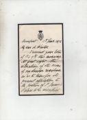 Autograph ? Royalty ? Prince Alfred^ Duke of Edinburgh^ son of Queen Victoria  autograph letter