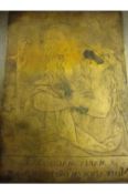 Ephemera ? c17th c printing plate ? a copy printing plate with two finely executed etched images ?