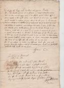 Maritime [Charles II] manuscript document dated 1671 being a petition to Charles II by Francis Cox^