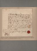 Rare signature of the King?s Champion ? Lewis Dymoke^ King?s Champion to George I and George II
