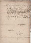 Elizabeth I Autograph ? Elizabethan treasury warrant dated June 15th 1574 signed by William Paulet^