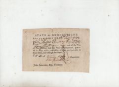 American War of Independence ? payslip issued by the State of Connecticut dated February 18th 1782